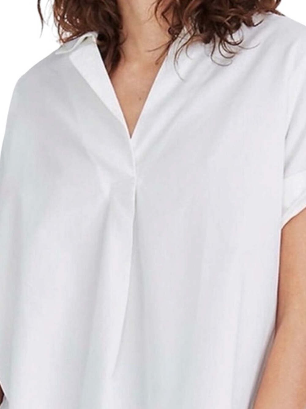 Madewell Courier Popover Shirt White Cotton Button Back Short Sleeve Size Small